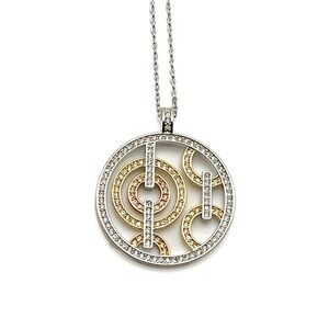 Swarovski Circle Pendant – Round Shape, White, Mixed Metal Finish